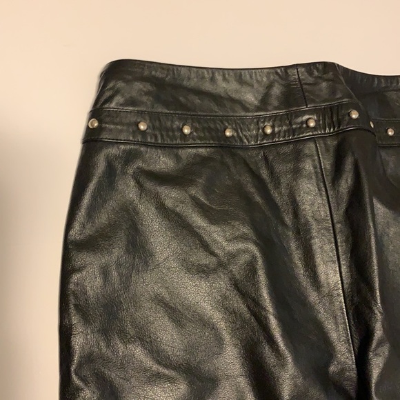 RALPH Ralph Lauren Vintage Black Leather Studded Flare Pants - Women’s Size 2 - Picture 8 of 13